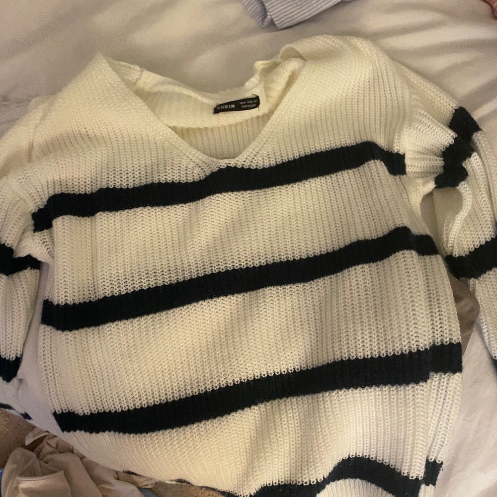 Striped off the shoulder sweater